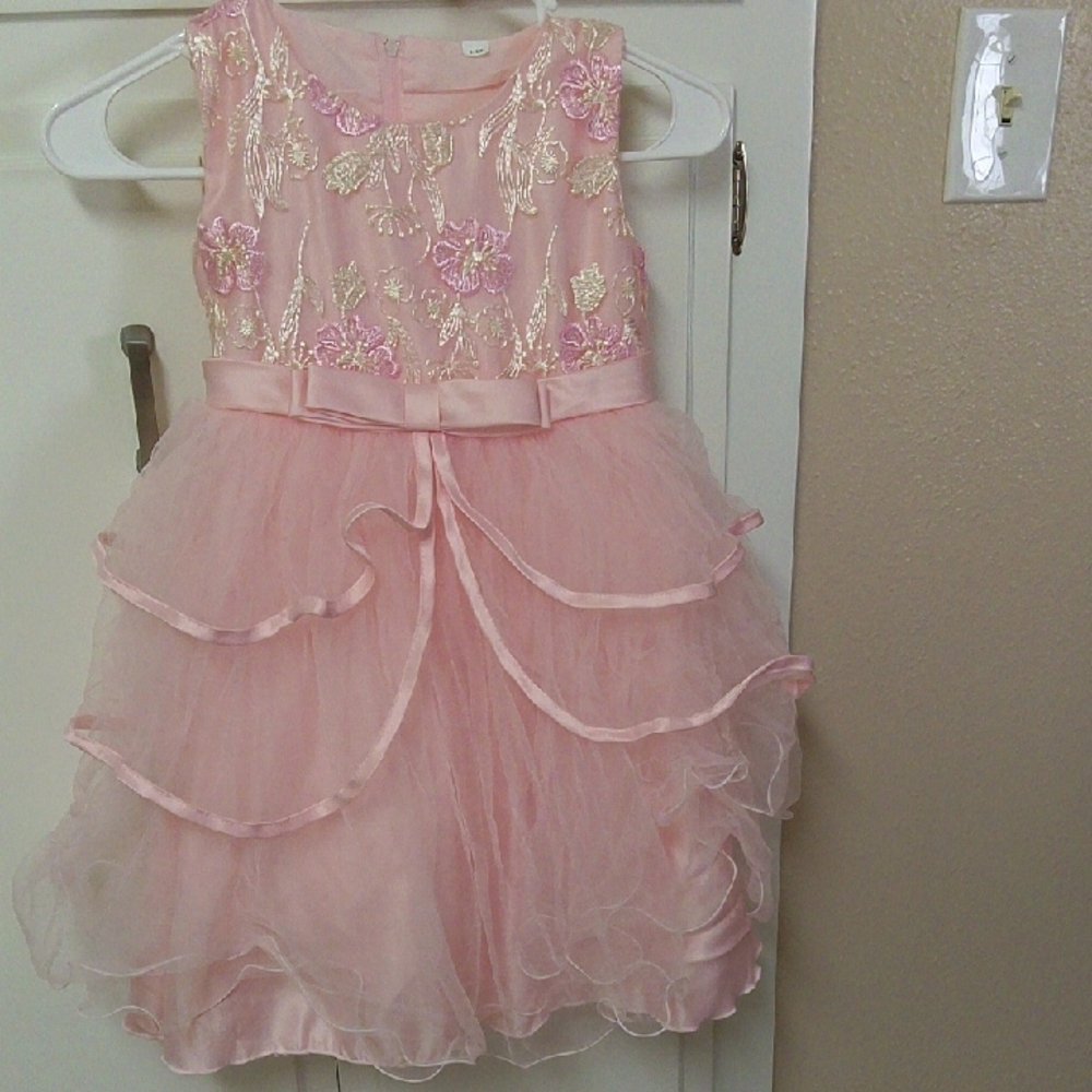 Pink Floral Embroidered Dress